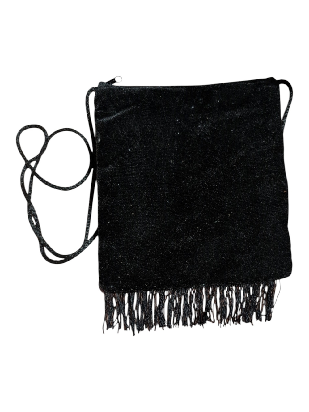 Black Floral Embroidered Fringe Crossbody Bag - Picture 2 of 5